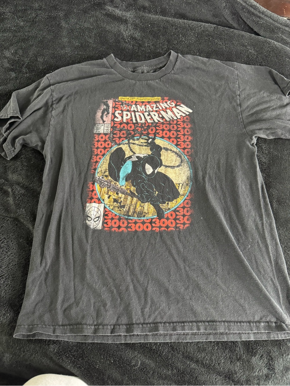 Marvel Black Spider-Man 300 Vintage Graphic Tee